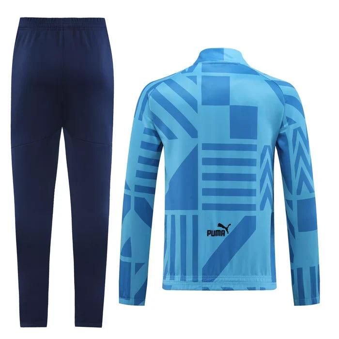 Conjunto Manchester City Zíper Longo Azul