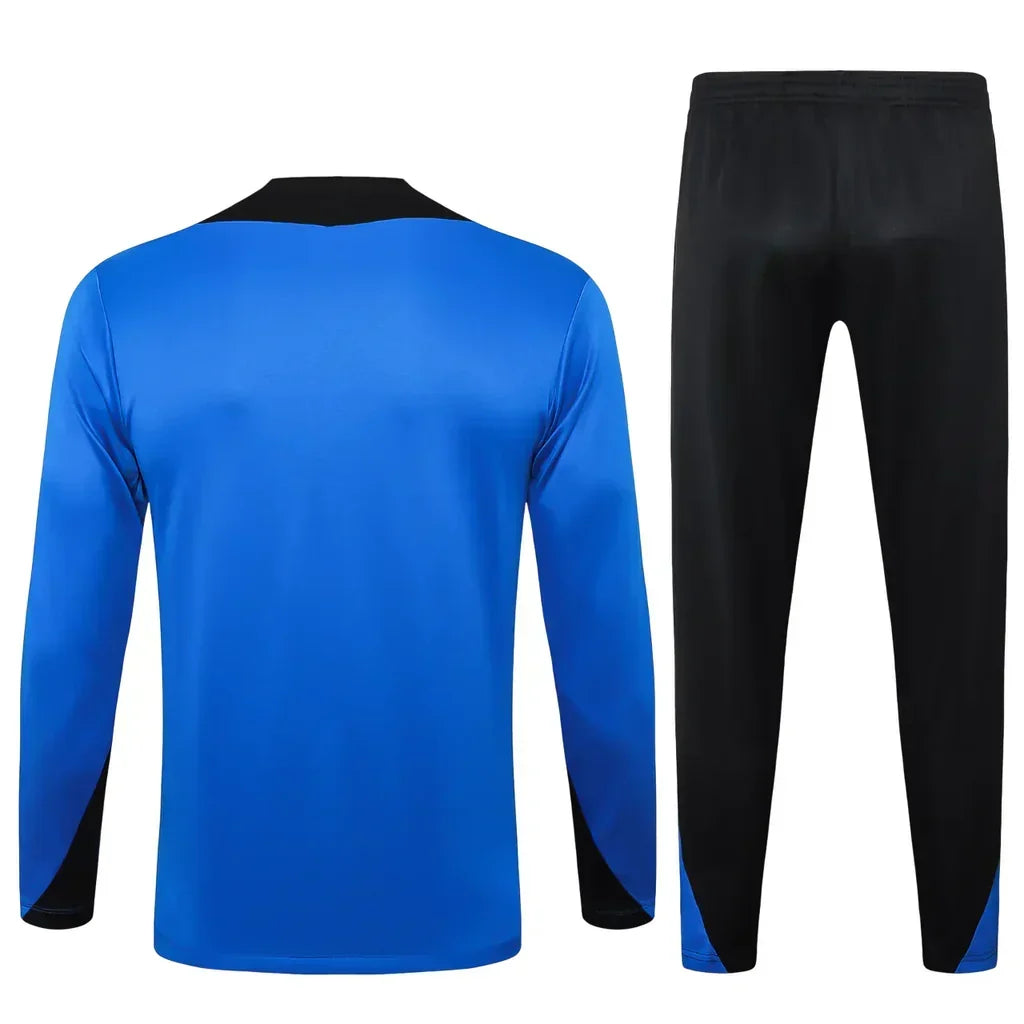 Conjunto Barcelona Zíper Curto Treino Azul 2024/25