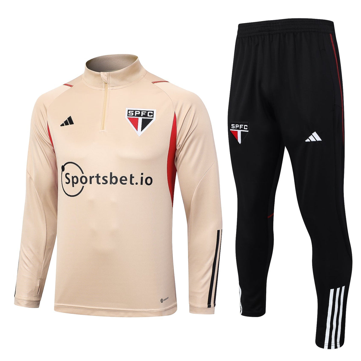 Conjunto São Paulo Zíper Curto Bege