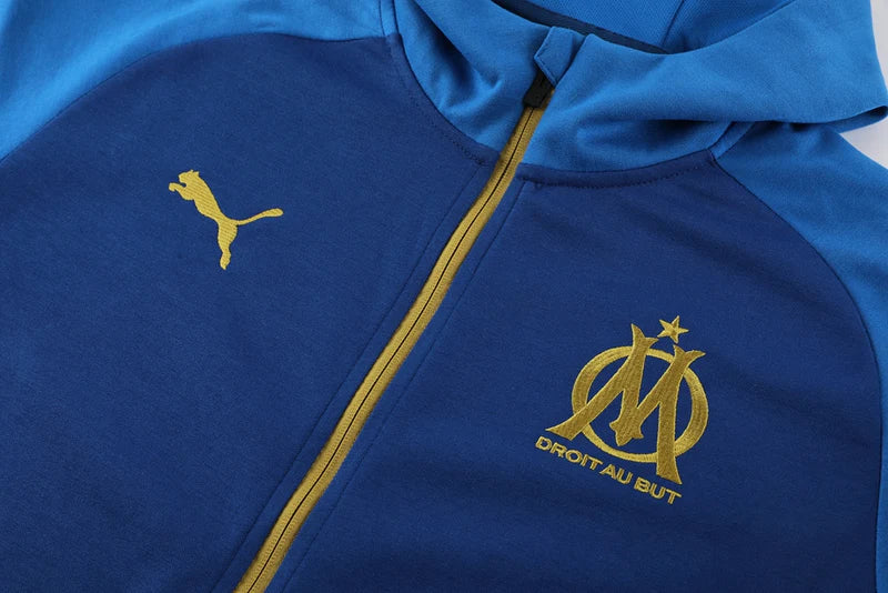 Conjunto Olympique de Marseille Zíper Longo Azul