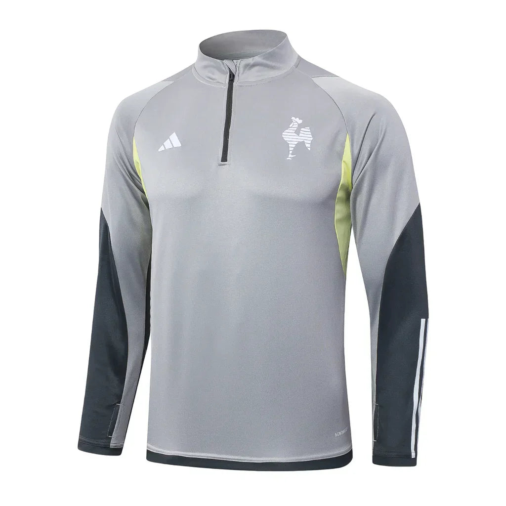 Conjunto Atlético MG Zíper Curto Treino Cinza Claro