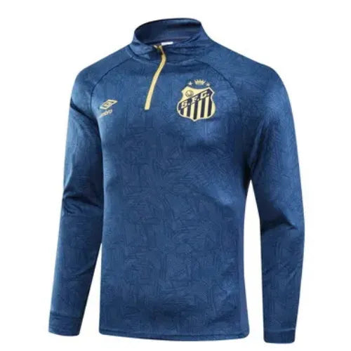 Conjunto Santos Zíper Curto Treino Azul 2024/25